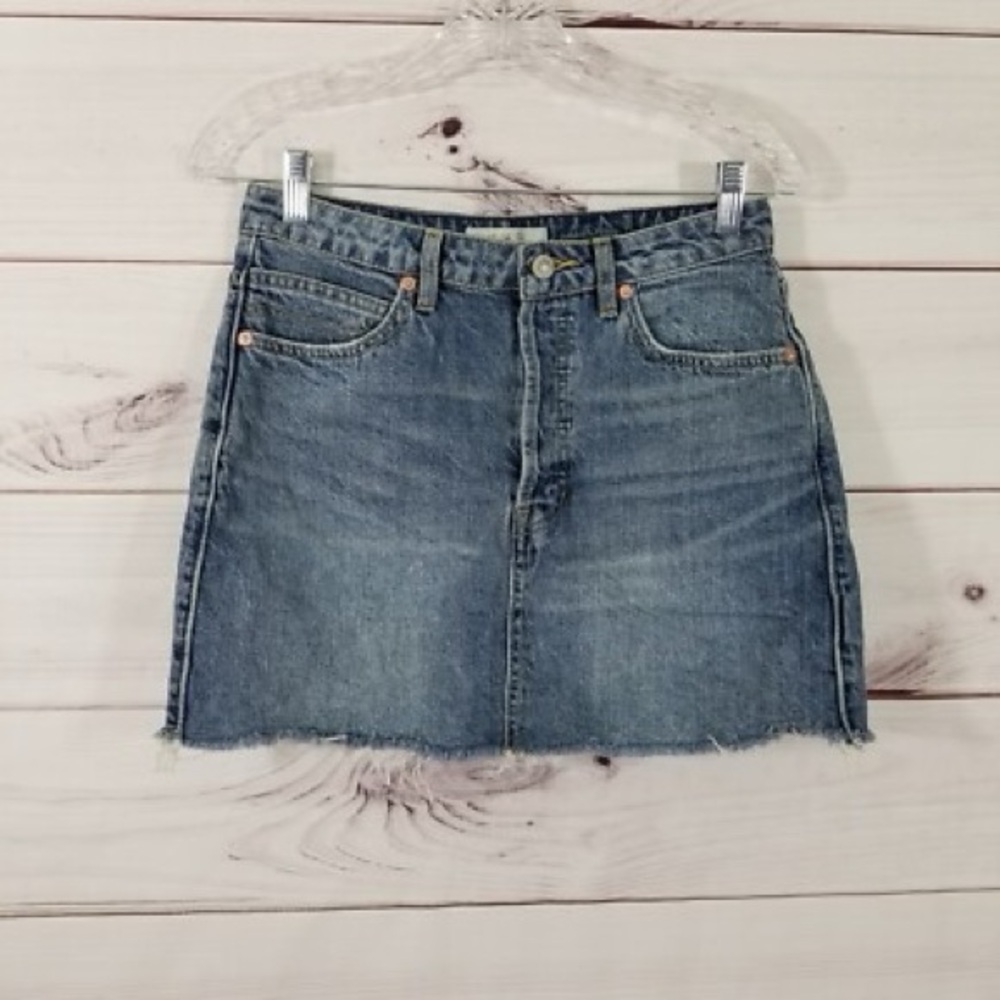 We The Free Distressed Blue Mini Skirt